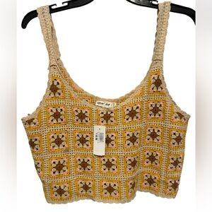 Knit 'n' Wear Crochet Crop Top - Yellow and Brown